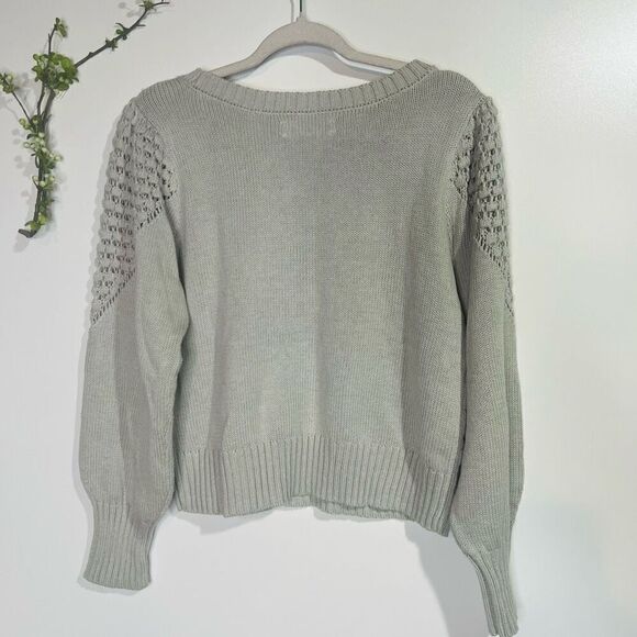 Lucky Brand Gray Open Stitch Sweater Sz Large - Picture 8 of 8